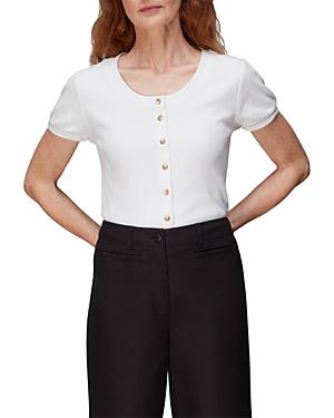 Whistles Bella Ribbed Button Up Tee