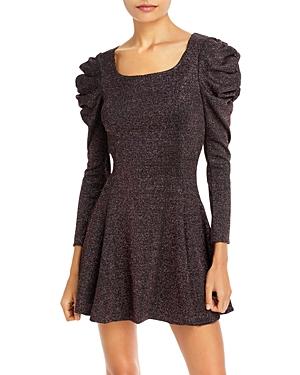 Aqua Metallic Puff Sleeve Mini Dress - 100% Exclusive