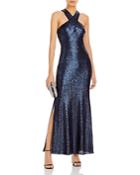 Aqua Metallic Sequin Evening Gown - 100% Exclusive