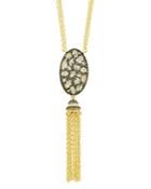 Freida Rothman Rose D'or Pave Cluster Tassel Necklace, 27