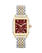 Michele Deco Madison Mid Red Dial Diamond Watch Head, 29mm X 31mm