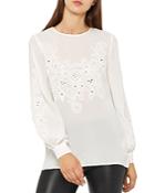 Reiss Pansy Floral Embroidered Top