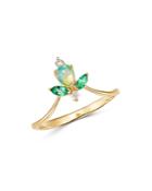 Bloomingdale's Opal, Emerald & Diamond Ring In 14k Yellow Gold - 100% Exclusive
