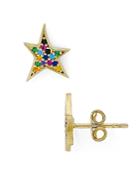 Aqua Multicolor Star Stud Earrings In 18k Gold-plated Sterling Silver - 100% Exclusive