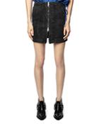 Zadig & Voltaire Jangle Acid Wash Denim Skirt In Anthracite