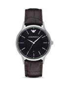 Emporio Armani Chronograph Brown Leather Watch, 43 Mm
