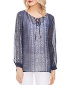 Vince Camuto Printed Keyhole Top