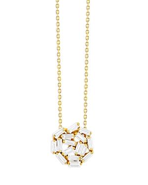 Suzanne Kalan 18k Yellow Gold Fireworks Diamond Baguette Scatter Cluster Pendant Necklace, 16-18