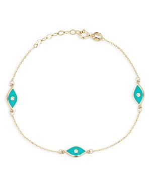 Moon & Meadow 14k Yellow Gold & Diamond Evil Eye Station Bracelet - 100% Exclusive