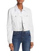 J Brand Faye Cropped Denim Jacket In White