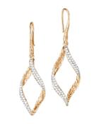 John Hardy 18k Yellow Gold Classic Chain Pave Diamond Twisted Wave Drop Earrings
