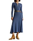 Polo Ralph Lauren Cotton Waffle Knit Fit And Flare Dress
