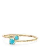David Yurman Chatelaine Bypass Bracelet With Turquoise & Diamonds In 18k Yellow Gold