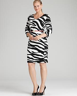 Jones New York Collection Plus Belted Zebra Dress