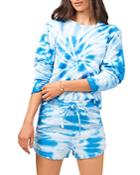 1.state Ruched Sleeve Tie Dyed Sweatshirt