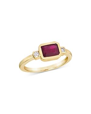 Bloomingdale's Ruby Bezel & Diamond Ring In 14k Yellow Gold - 100% Exclusive