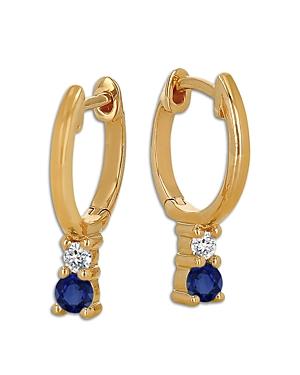 Moon & Meadow 14k Yellow Gold Blue Sapphire & Diamond Dangle Hoop Earrings