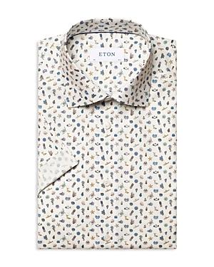 Eton Cotton Printed Contemporary Fit Short Sleeve Dress Shirt