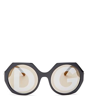 Dolce & Gabbana Women's Welcome Mirrored Logo Lens Round Sunglasses, 54mm