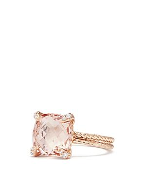 David Yurman Chatelaine Ring With Morganite And Diamonds In 18k Rose Gold