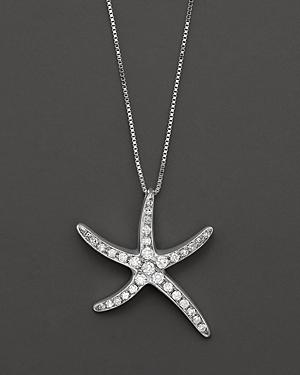 Diamond Starfish Pendant In 14 Kt. White Gold, 0.25 Ct. T.w.
