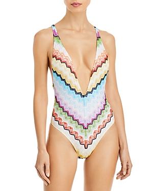 Missoni Mare Chevron Embroidered One Piece Swimsuit