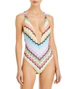 Missoni Mare Chevron Embroidered One Piece Swimsuit