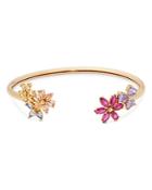 Kate Spade New York Multicolor Cubic Zirconia Flower Flexi Cuff Bracelet In Gold Tone