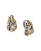 David Yurman Sterling Silver Dy Origami Shrimp Earrings With 18k Yellow Gold