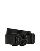 Dolce & Gabbana Men's Leather Logo Buckle Belt