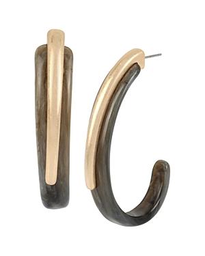 Robert Lee Morris Soho Black & Gold Sculptural Open Hoop Earrings