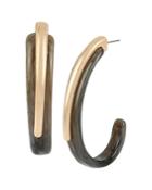 Robert Lee Morris Soho Black & Gold Sculptural Open Hoop Earrings