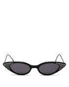 Illesteva Women's Marianne Embellished Slim Cat Eye Sunglasses, 48mm