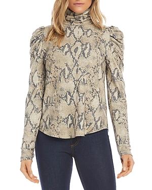 Karen Kane Snake Print Puff Sleeve Turtleneck