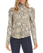 Karen Kane Snake Print Puff Sleeve Turtleneck
