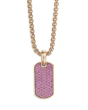 David Yurman 18k Rose Gold Tag Pendant With Pink Sapphires