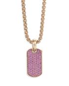David Yurman 18k Rose Gold Tag Pendant With Pink Sapphires