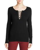 525 America Lace Up Ribbed Knit Top