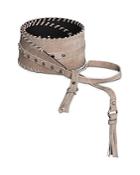 Bcbgmaxazria Tie-front Tassel Nubuck Leather Belt