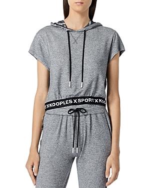 The Kooples Short Sleeved Logo Band Hooded Sweatshirt