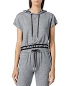 The Kooples Short Sleeved Logo Band Hooded Sweatshirt