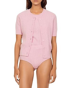 Sandro Leila Cable Knit Wool & Cashmere Cardigan