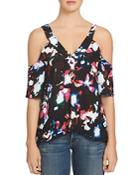 1.state Cold Shoulder Abstract Floral Top