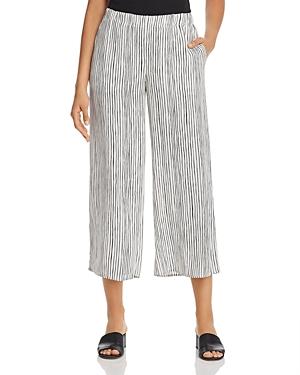 Eileen Fisher Striped Cropped Silk Pants