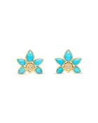 Temple St. Clair 18k Yellow Gold Turquoise & Diamond Lotus Stud Earrings