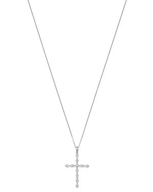 Bloomingdale's Diamond Milgrain Large Cross Pendant Necklace In 14k White Gold, 0.25 Ct. T.w. - 100% Exclusive