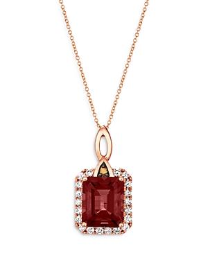 Bloomingdale's Garnet, Champagne & Brown Diamond Halo Pendant Necklace In 14k Rose Gold, 20 - 100% Exclusive