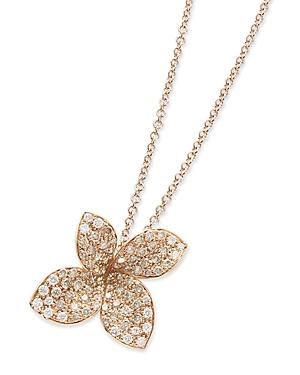 Pasquale Bruni 18k Rose Gold Petit Garden White & Champagne Diamond Pave Butterfly Pendant Necklace, 16.93