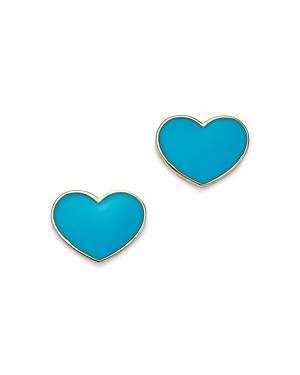 Madison 501 Enamel Heart Stud Earrings In 14k Yellow Gold
