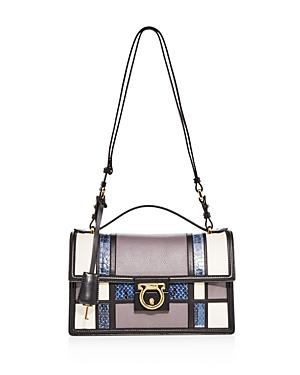 Salvatore Ferragamo Aileen Patchwork Leather And Watersnake Shoulder Bag